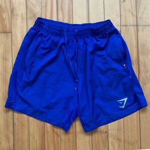 Gymshark Royal Blue Athletic Shorts Mesh Trim Pockets Size Medium